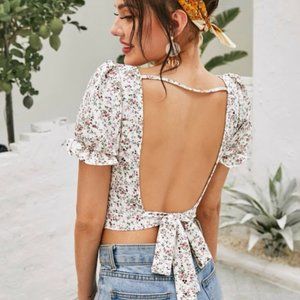 Backless Knotted FloralTop